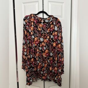 Free People Floral Silky Tunic Mini Dress – Size M